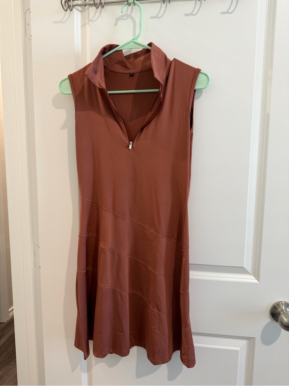 Amazon Sleeveless Rust Mini Dress with Zip Collar